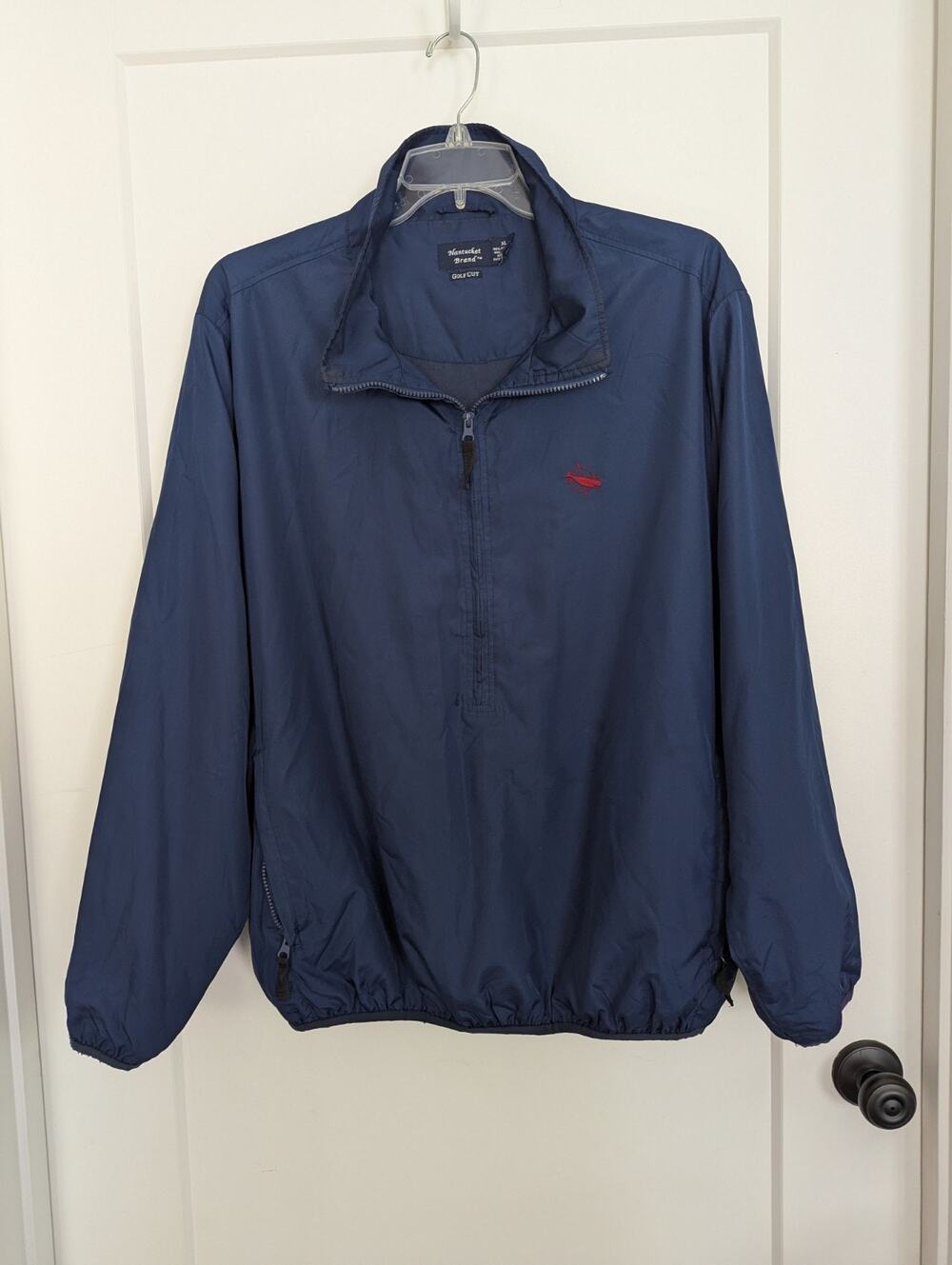 Nantucket Brand Golf Cut Mens XL Navy Wind Rain Pullover Jacket Zip Pockets